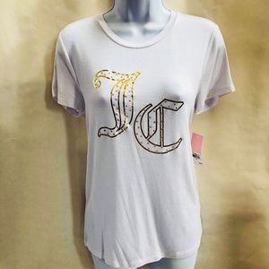 Juicy Couture White Gold Rhinestone Gothic T-Shirt